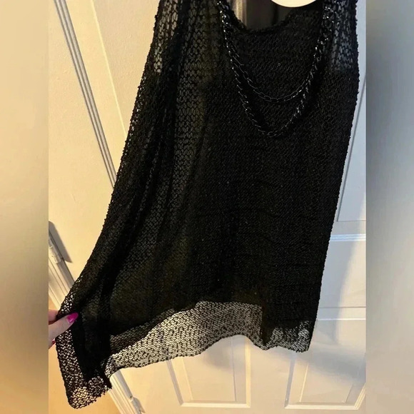S.M.N Chain Swim Coverup Dress Black OneSize NWT Edgy Fun Chain Necklace Detail - Picture 10 of 16